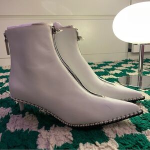 Alexander Wang White Low Calf Booties with Kitten Heels